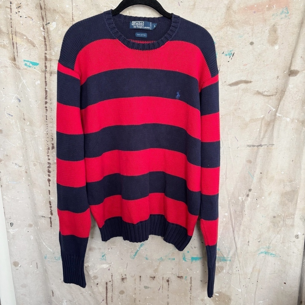 Vintage 90s Polo Ralph Lauren Cotton Wide Stripe Sweater